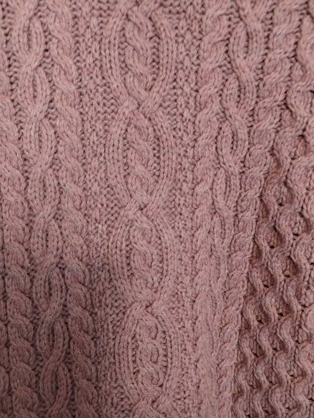 Cozy Cable Knit Button-Shoulder Sweater - Mauve Pink - Picture 6 of 8